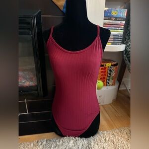 Ardene Burgundy Ribbed Bodysuit